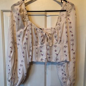 Floral cottagecore long sleeve crop top
